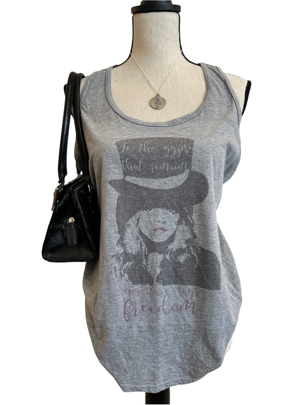 Stevie Nicks Graphic Tee Tank “To the Gypsy That Remains …” Boho Festival Large